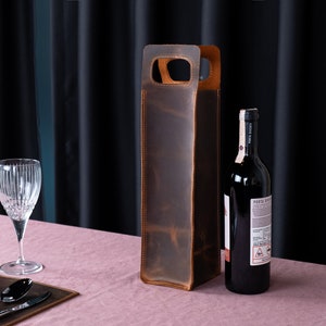 Personalized Leather Wine Holder: Handmade Custom Wine Caddy