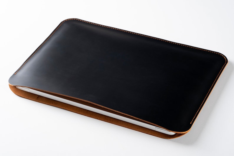 Leather Sleeve Bag for LG Gram, Handmade Laptop Case for LG 14/15/16/17, Personalized LG Gram Laptop Sleeve Cover New Black & Tobacco