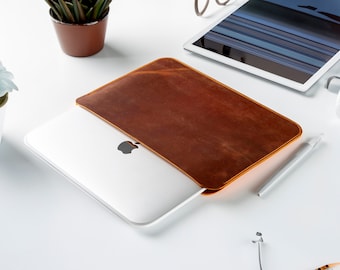 Leather Laptop Sleeve, Leather Bag for Microsoft Surface Laptop 5, 13.5&quot;, Surface 5, 15 inch, Surface Go 2, 12.4 inch, Surface Studio, Duo 1