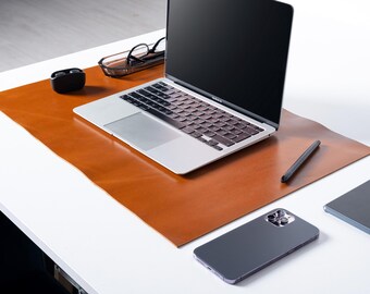 Distressed Leather Laptop Desk Mat, Handmade Protective Pad
