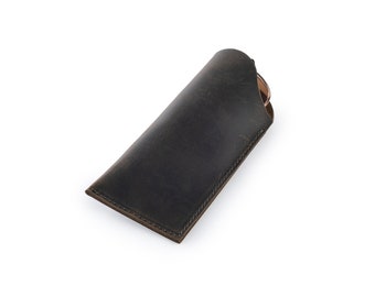 Leather Glasses Case, Handmade Glasses Cover, Personalised Case for Glasses, Gift For Him, Gift For Her, Custom Eyeglass Case, Dark Green