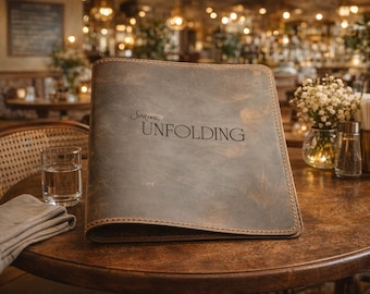 Personalized Leather Menu Cover, Custom Restaurant Folder, Handmade Cafe Design with Logo