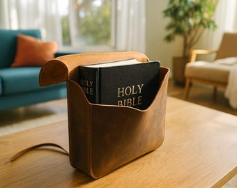 Distressed Leather Bible Cover, Personalized Gift, Handmade