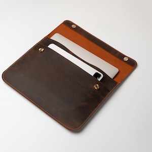 Distressed Leather Laptop Case: Handmade Portfolio Cover