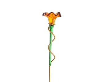 Art Glass flower stake Humming Bird feeder, Set of 2