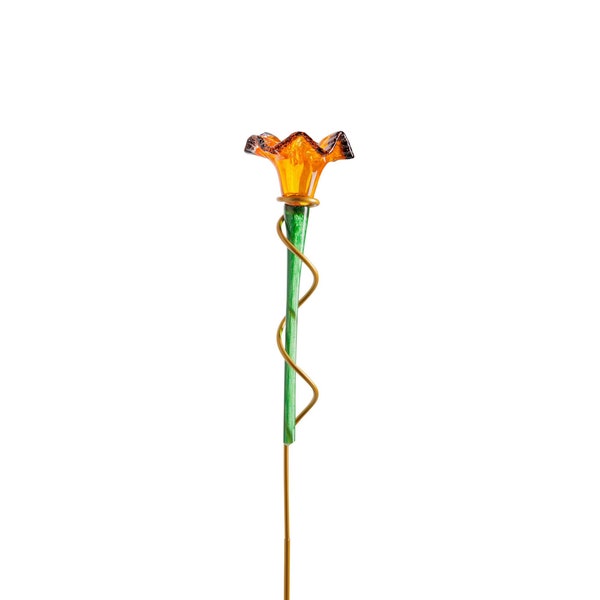 Art Glass flower stake Humming Bird feeder, Set of 2