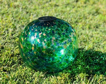 12" XLarge LED Solar Orb Gaze Ball/Jardin/Allée Lumière/Patio Table Lumière/Soleil Cather/Art Verre Vert