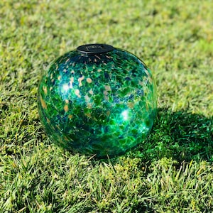 12" XLarge LED Solar Orb Gaze Ball/Luce da giardino/Luce da vialetto/Luce da tavolo da patio/Catturasole/Vetro artistico verde