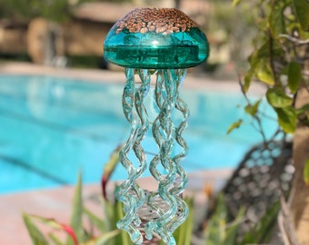 Free US Shipping~Handmade Art Glass Jellyfish Holiday Gift Hanging Decor Sun Catcher Wind Chimes