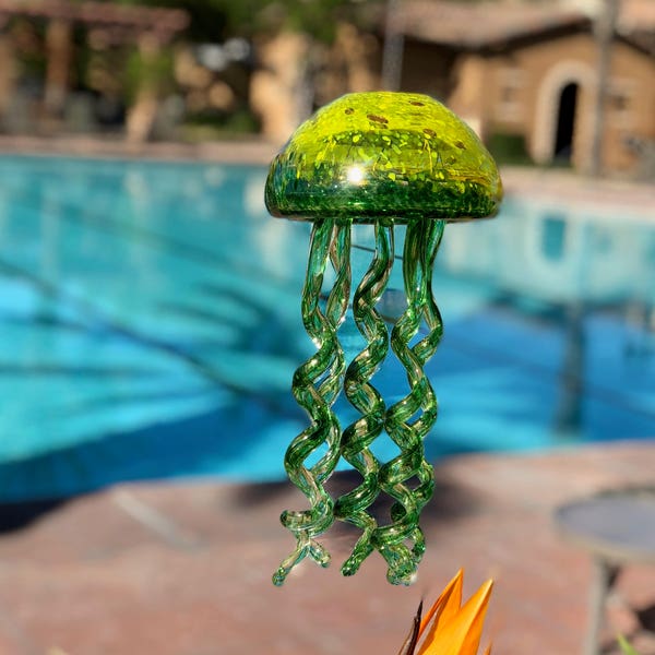 Free US Shipping~Handmade Art Glass Jellyfish Holiday Gift / Hanging Decor  Wind Chimes /  Sun Catcher