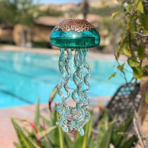 Free US Shipping~Handmade Art Glass Jellyfish Holiday Gift Hanging Decor Sun Catcher Wind Chimes