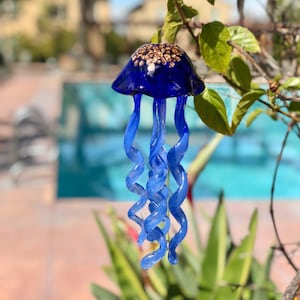 Free US Shipping~Handmade Art Glass Jellyfish Holiday Gift  Hanging Decor Sun Catcher Wind Chimes