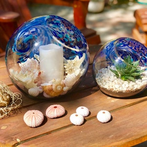 Handblown Art Glass Terrarium / Candle Holder