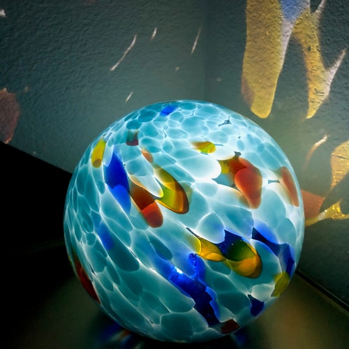 6 Earth LED Solar Art Glass Gaze Ball Holiday Etsy