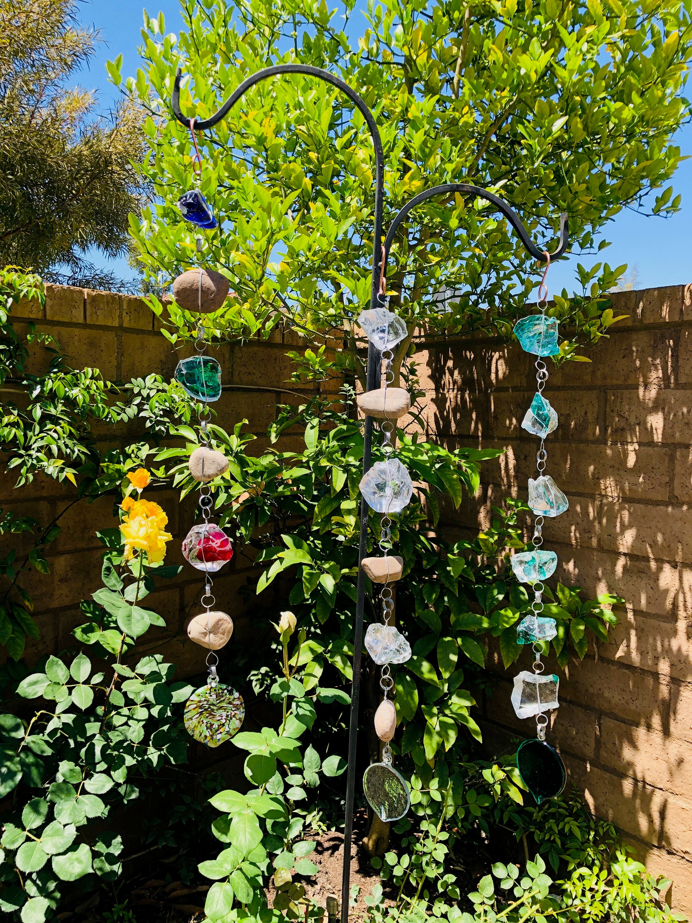 Large Art Glass Rock Rain Chain