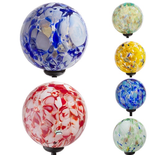 10 Solar LED Art Glass Gaze Ball Etsy