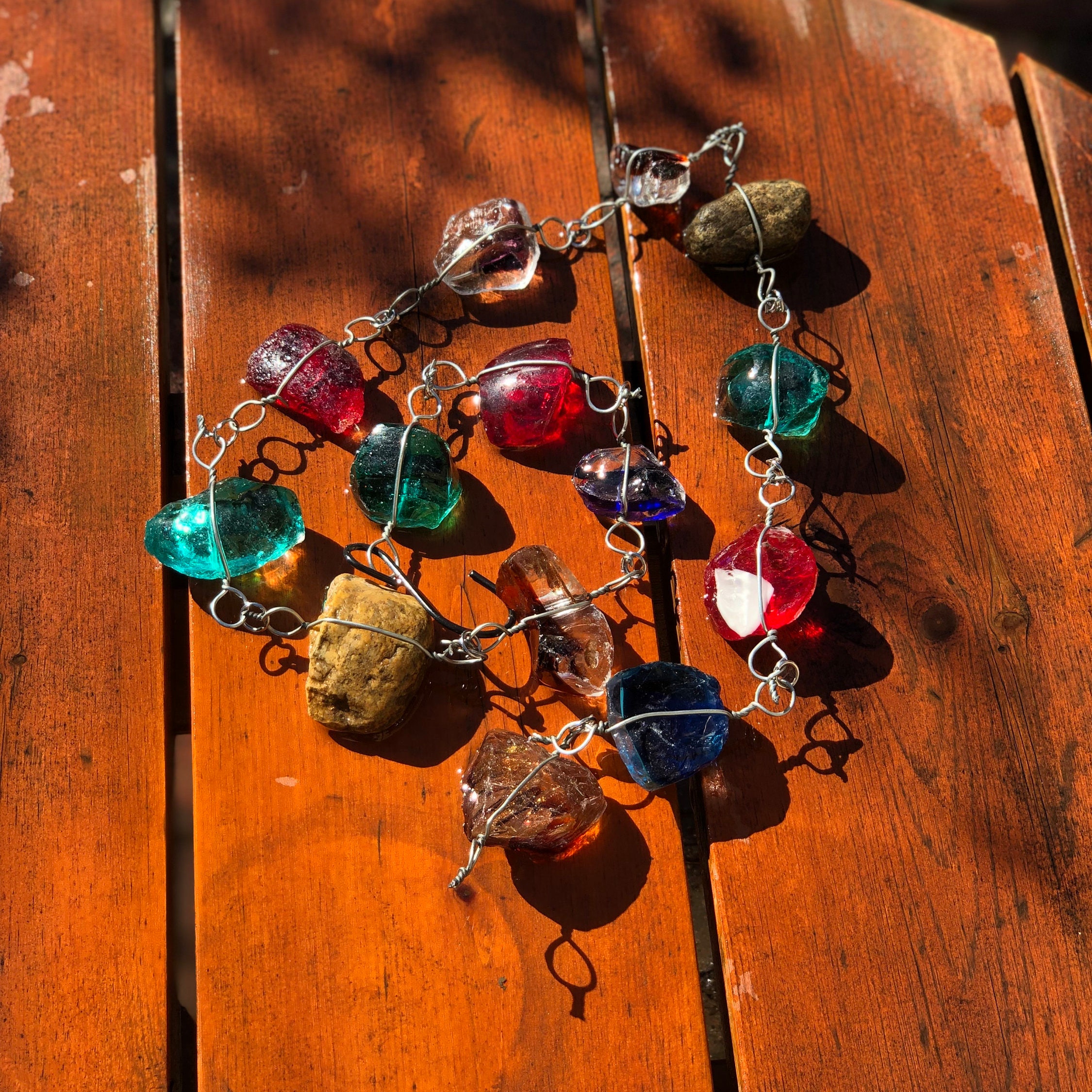 Art Glass Rock Rain Chain Etsy