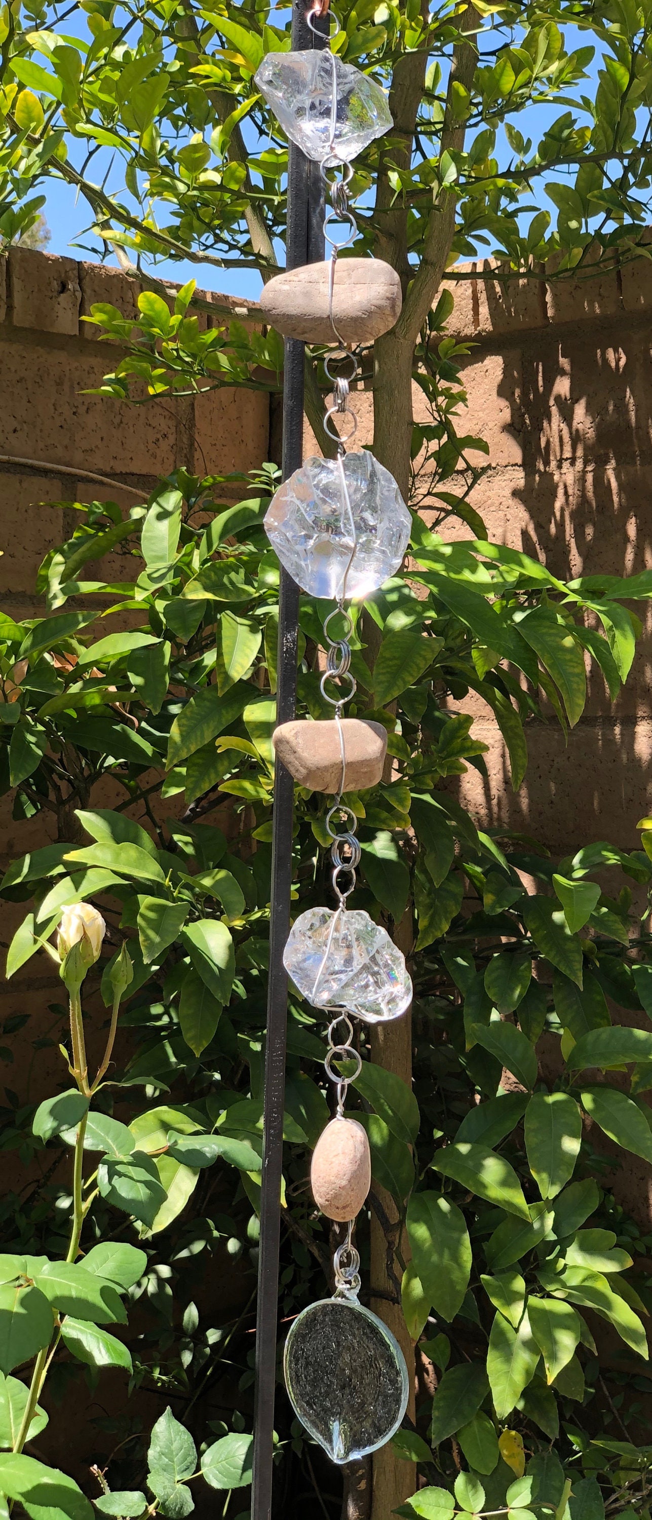 Large Art Glass Rock Rain Chain