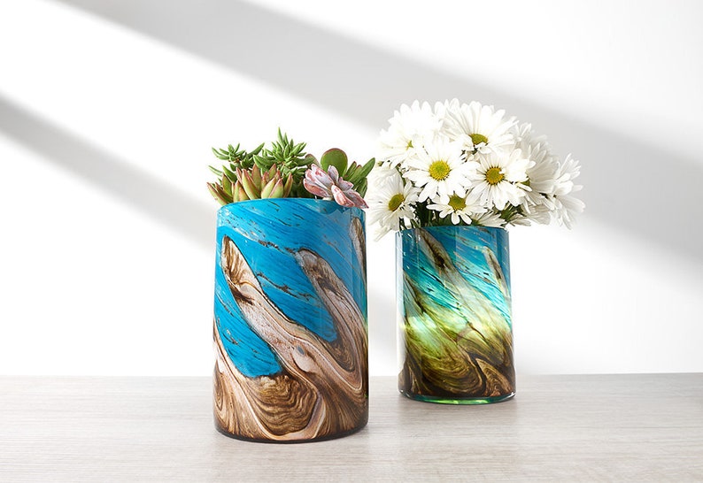 Illuminated Handcrafted Led Art Glass Vase Flowerpot Pacific Etsy