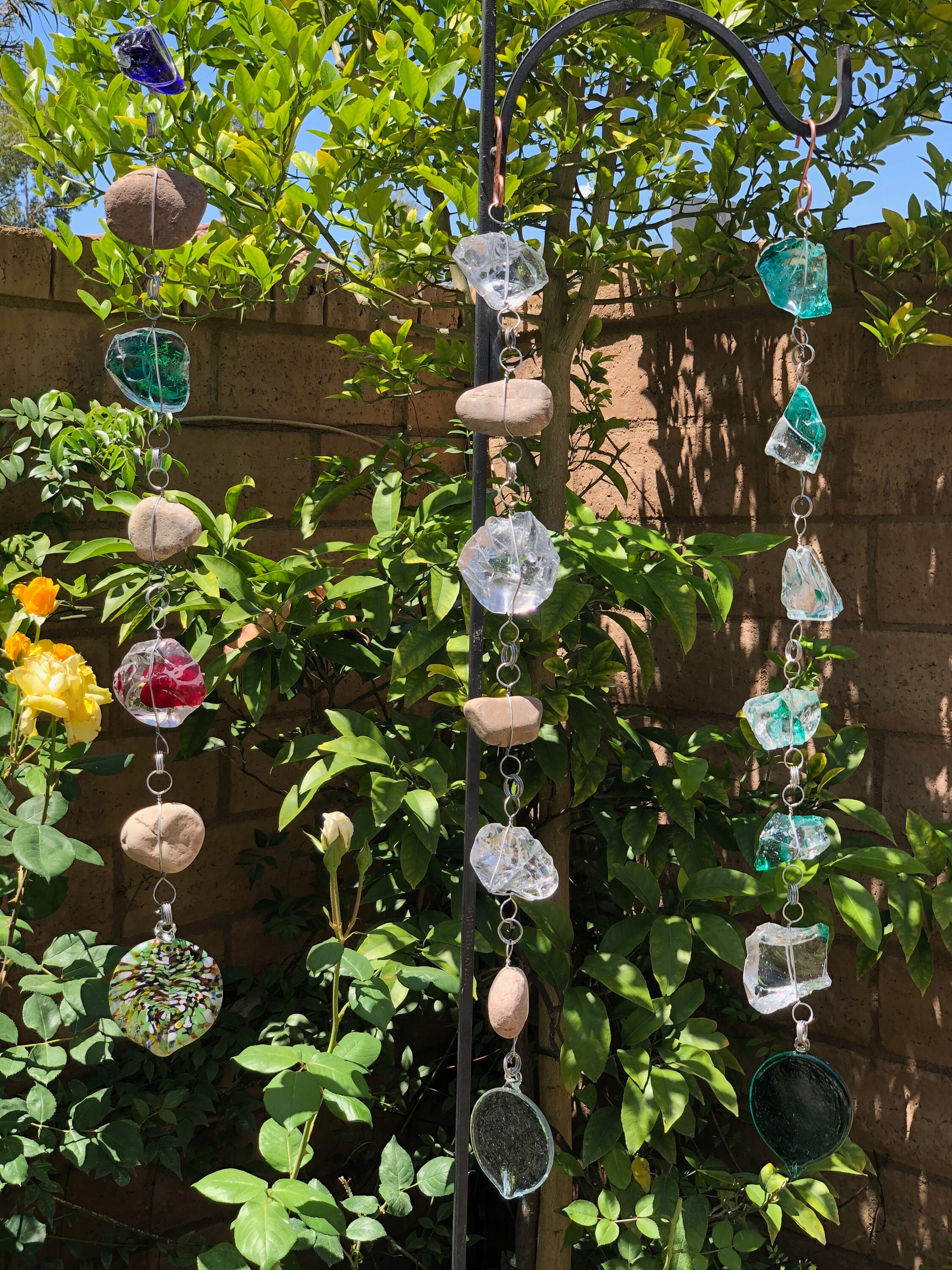 Large Art Glass Rock Rain Chain
