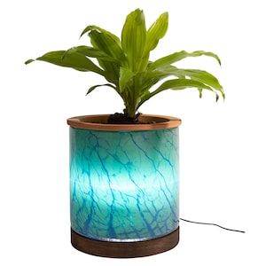 8" Art Glass LED Self Watering Planter（Plant not include)