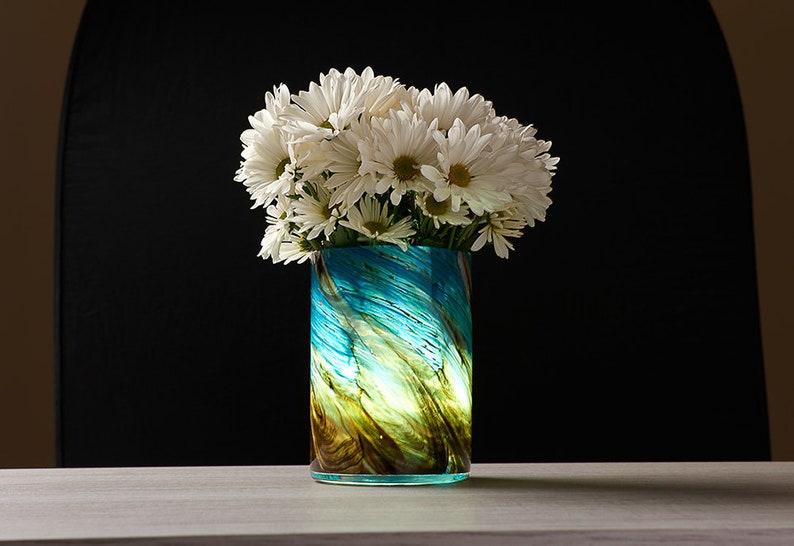 Illuminated Handcrafted Led Art Glass Vase Flowerpot Pacific Etsy