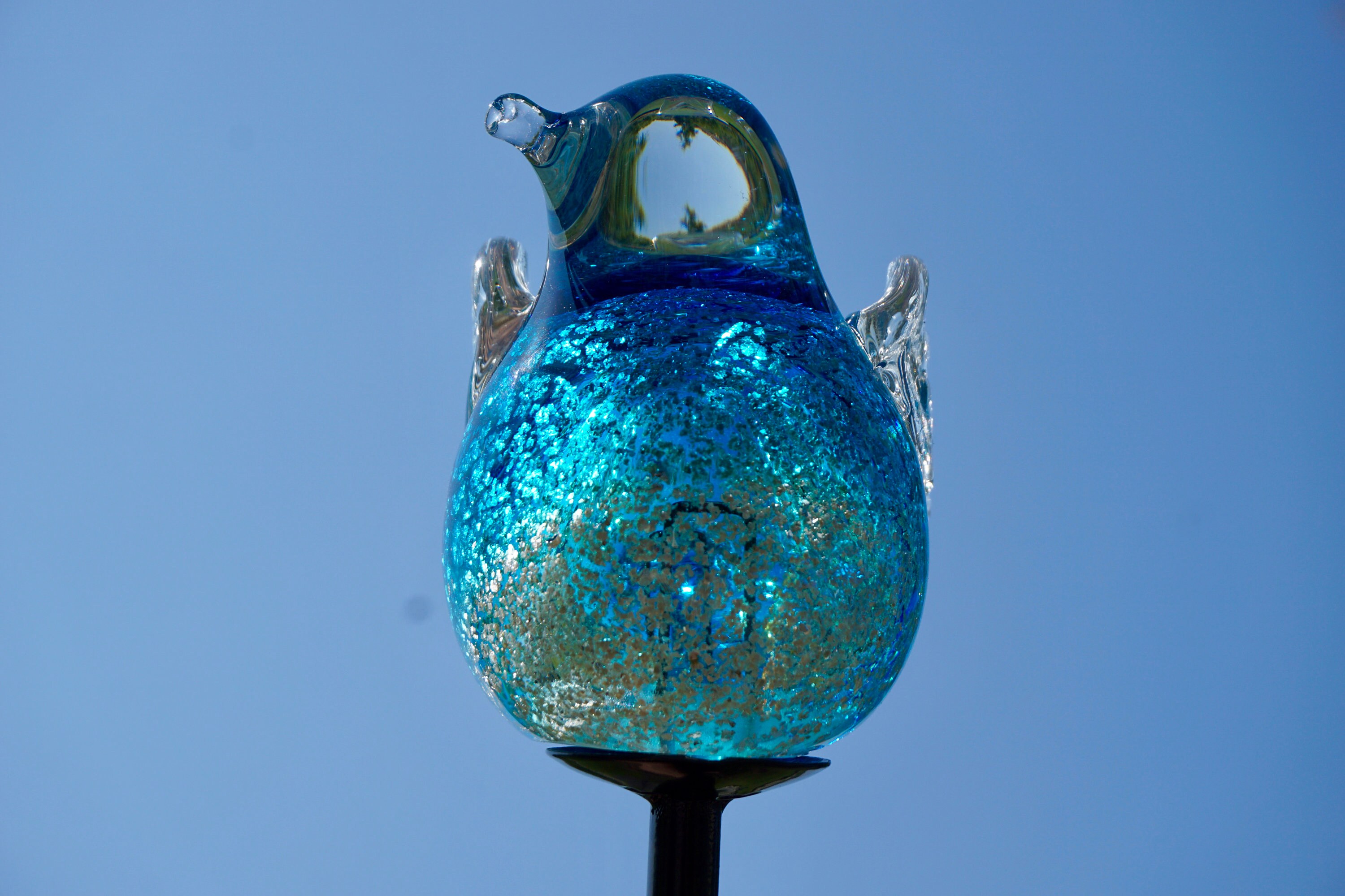 Free US Shipping Set of 2 Solar LED Bird/Dove Mica Glitter Art Glass