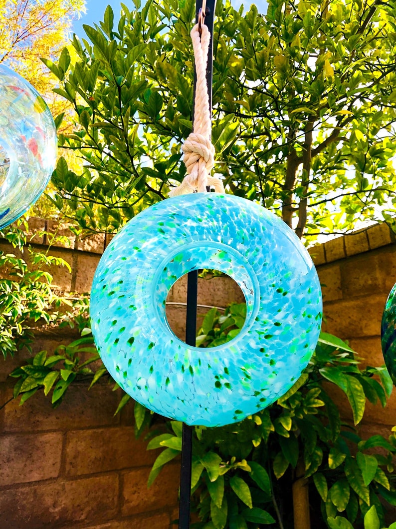 Handmade Art Glass Bird Feeder 8.7" Sun Catcher image 9
