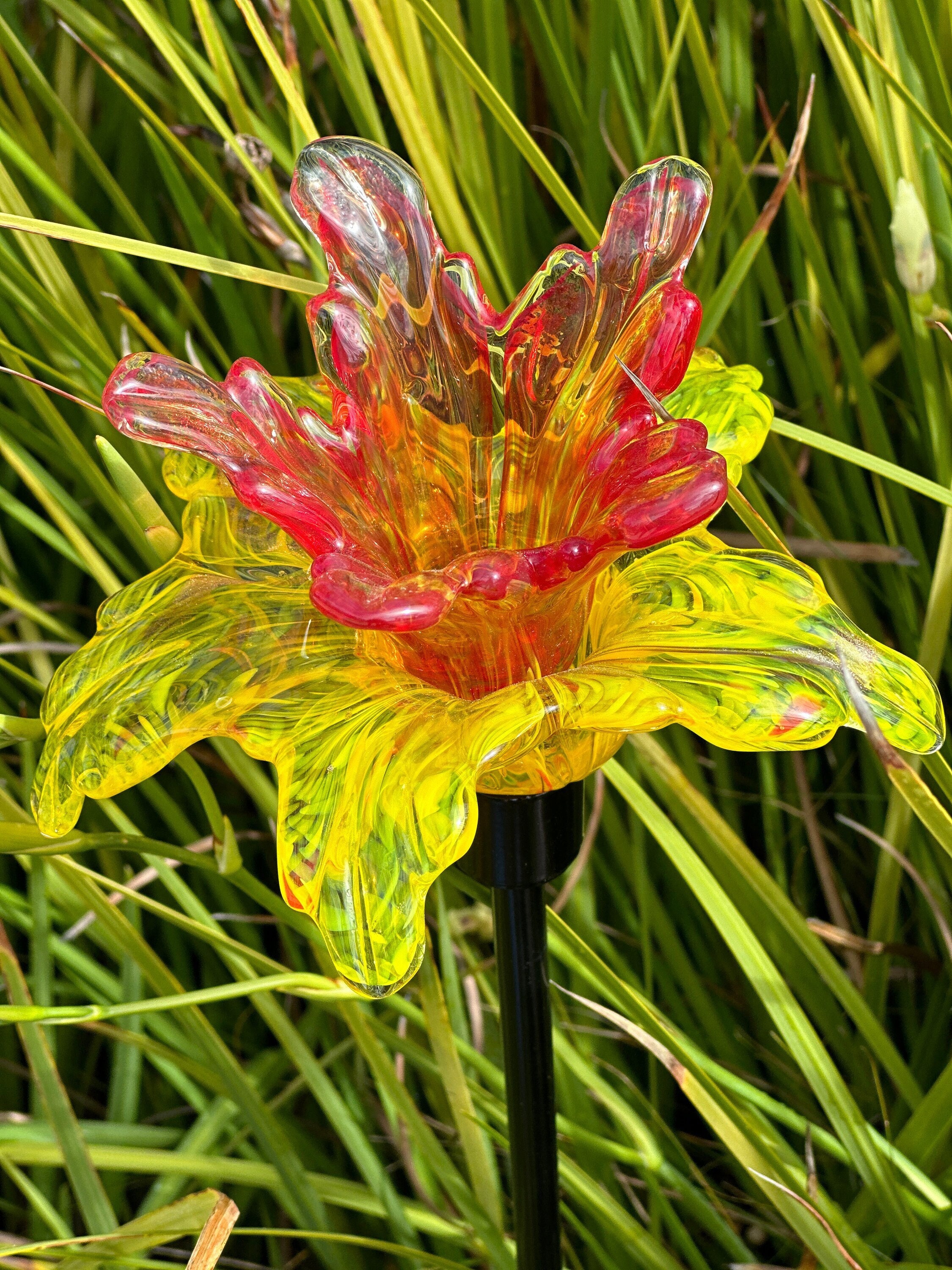 Glass flower solar garden lights deals