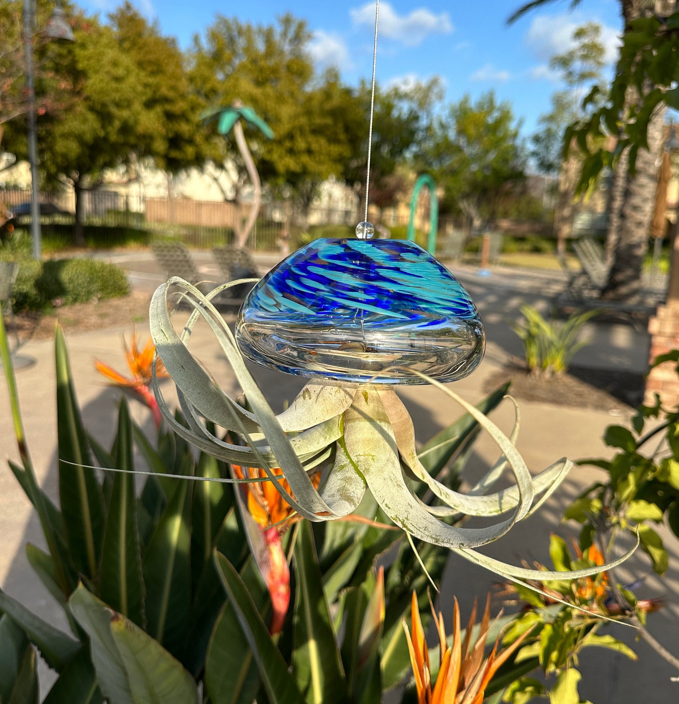 Large Hand Blown Art Glass Jellyfish Plant Holder(plant Not Include) - Etsy