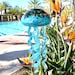 Free Shipping Handmade Art Glass Teal Jellyfish Hanging Decor Sun Catcher Wind Chimes 