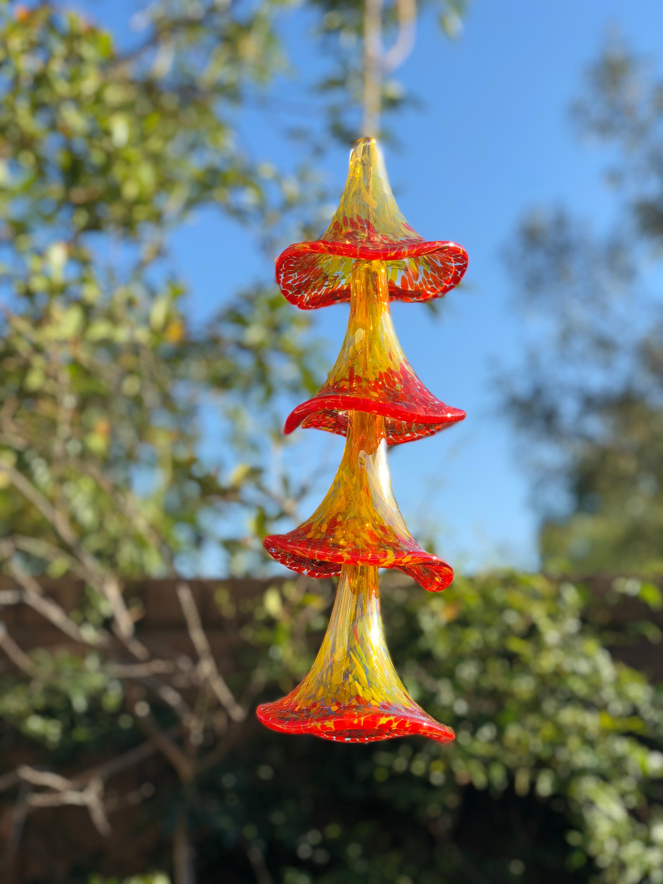 Free US ShippingHandmade Art Glass Petunia Flower Hanging