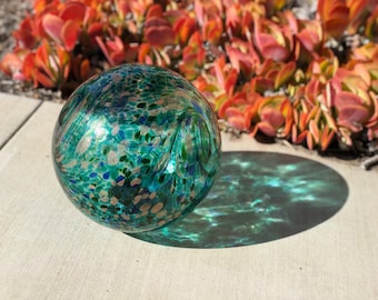 Solar LED Gaze Ball Art Glass Green&Gold Glitter/Garden/Pathway Light/Patio Table Light/Sun Cather