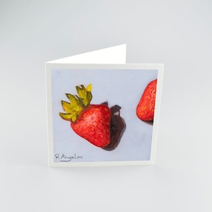 Fraises 1 sur 3 - Cartes de voeux vierges de haute qualité imprimées sur du papier mat 312 g