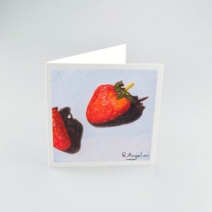 Fraises 3 sur 3 - Cartes de voeux vierges de haute qualité imprimées sur du papier mat 312 g