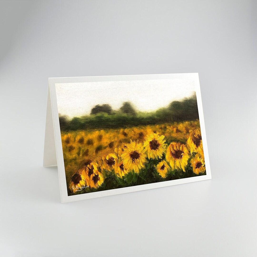 Sunflower Field A5 High Quality Blank Greetings Cards Printed on 312gsm