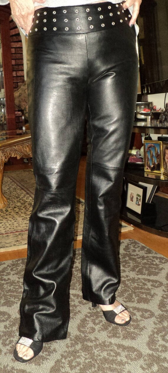 Ladies Designer Vintage Leather Pants Black S-M | Etsy