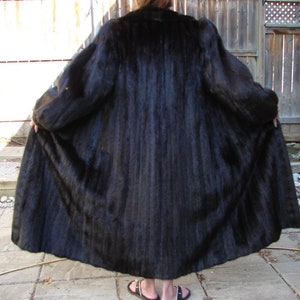 Casaco de pele de vison natural preto M-G feminino peles longas IMPRESSIONANTE.
