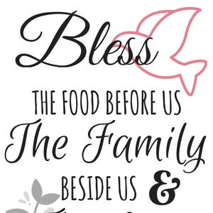Family Prayer Printable - Bless the food before us (ROSE)
