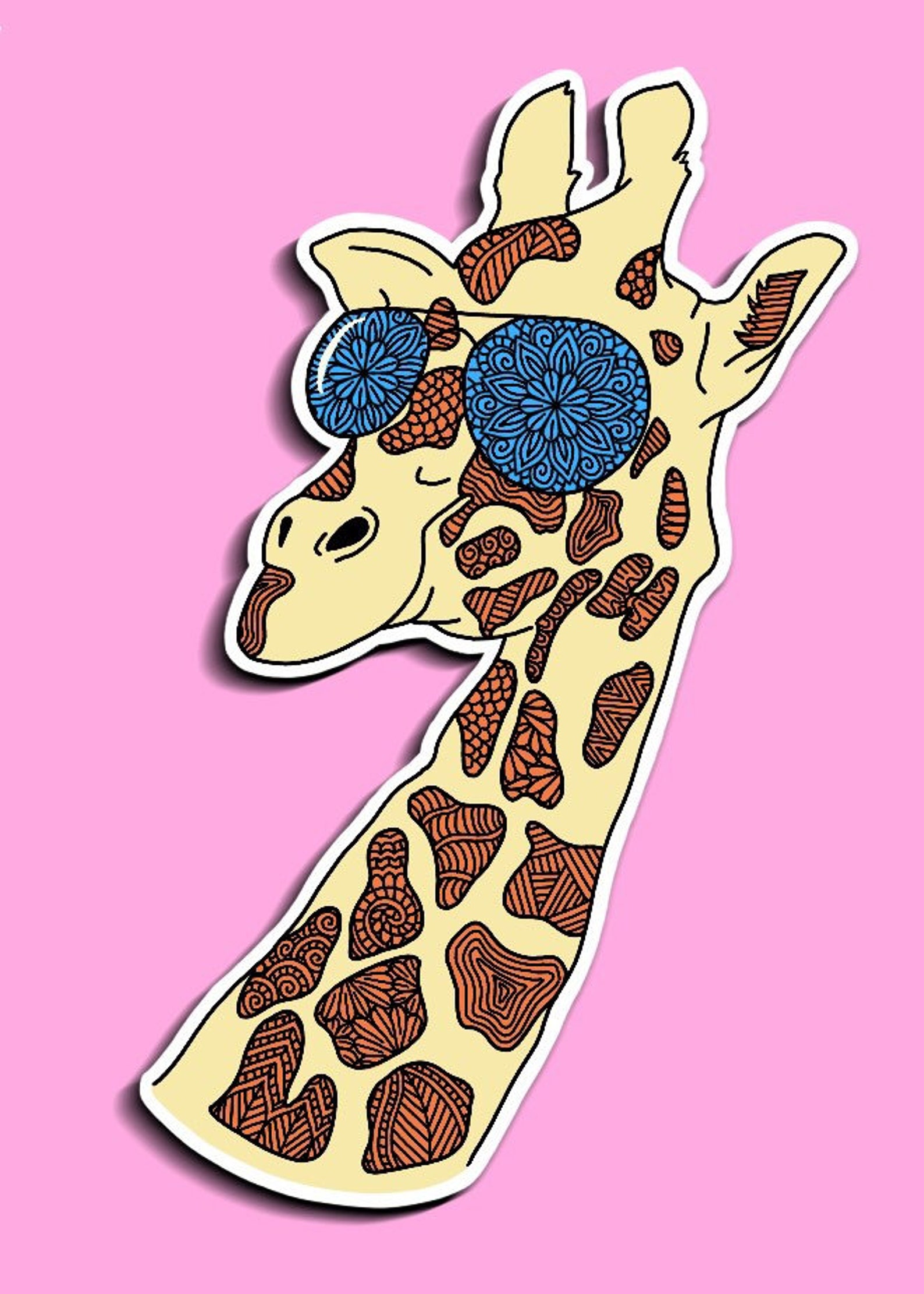 Giraffe Sticker Giraffe Gift Animal Decal Sticker for Etsy Hong Kong