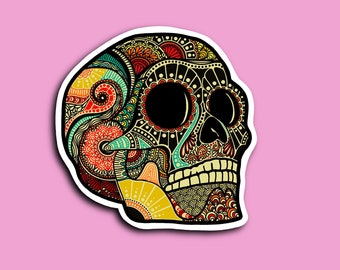 PICK ONE, Skull Sticker, Sugar Skull Design, Skull Decor, Decals for Cars, Stickers For Laptop, Waterbottle Stickers Weatherproof