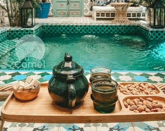 Traditionel Vintage Moroccan tea , green, red, blue, teapot, morocco ,  tray, Moroccan tea set, morocco tea , morocco teaset, oriental tea