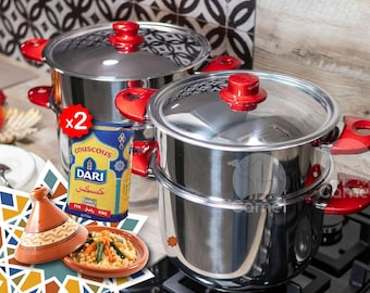 Olla vaporera de acero inoxidable para cuscús, utensilios de cocina del norte de África
