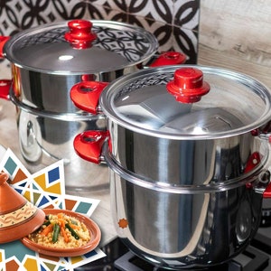 Bester Qualitäts-Dampftopf Kochgeschirr Couscoussier, Couscous-Gruppe, Couscous-Maker INOX, nordafrikanisches Kochgeschirr, Marokko, Algérie, Tunisie.
