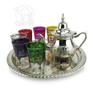 Moroccan tea set, teapot, morocco glasses, silver tray, Moroccan tea set, morocco tea set, morocco teaset, oriental tea set