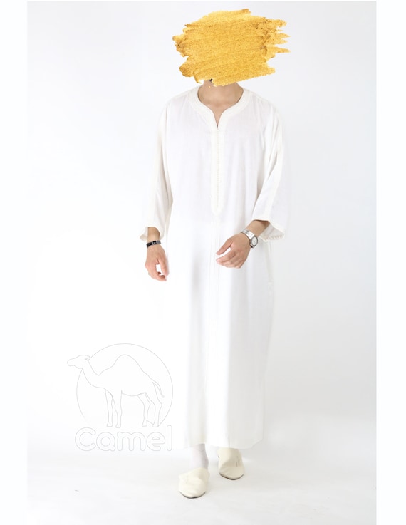 White Djellaba Kaftan Moroccan Men Aid Ramadane Hooded Caftan Thobe Aaid Eid Qamis Man Djellaba Man Aid Outfit Eid Mubarak Etsy