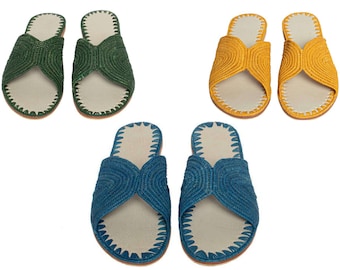 Sandales en raphia de meilleure qualité, maroc, raphia en cuir de mouton, couleur naturelle, chaussons faits main, été naturel, ballerines en raphia babouch