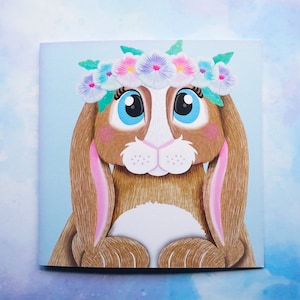 Blumenkrone Hase Kaninchen Grußkarte Freundschaft, Geburtstag, Ostern