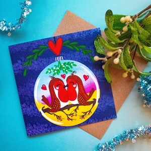 Carte de voeux de Noël Boule d'amour Robin