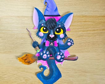 DIY Printable Black Cat Witch Paper Puppet • Instant Download • Halloween Articulated Doll • Animal Craft